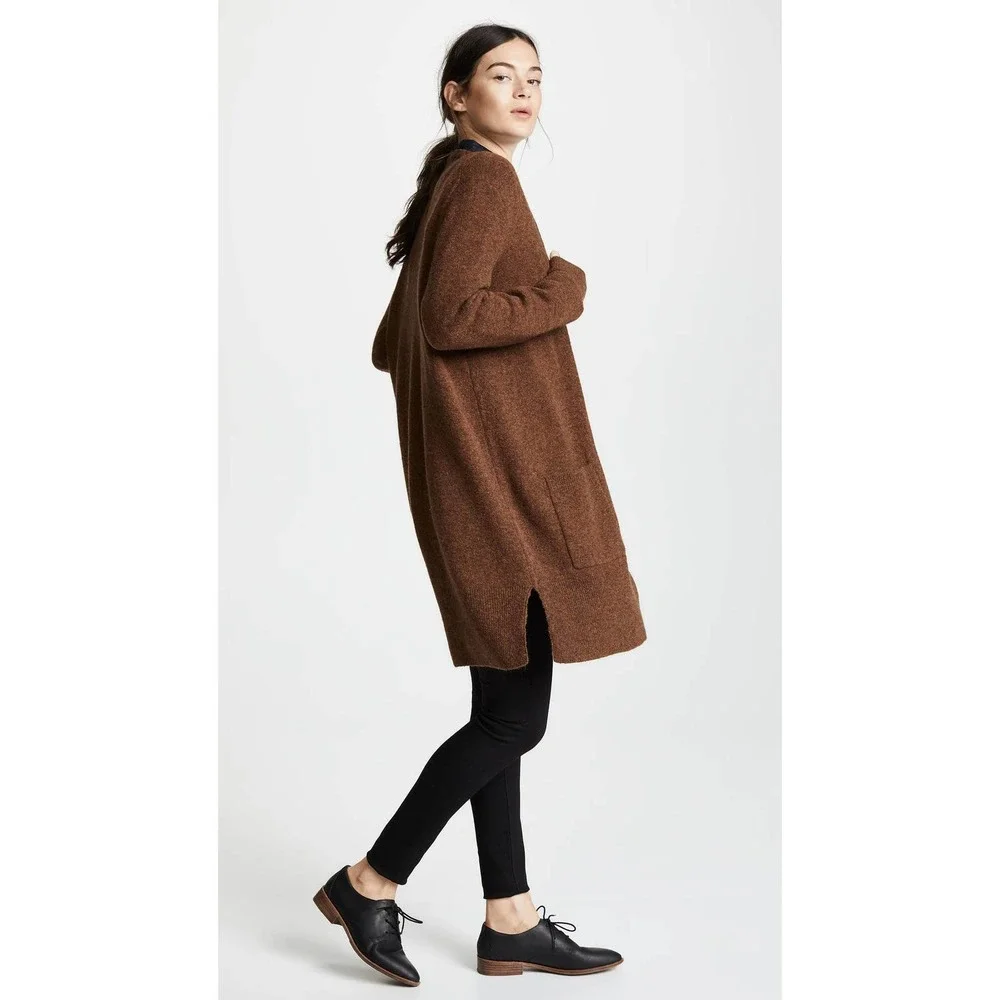 Madewell Cardigan Small Brown Knit Kent Long Sleeve Open Longline Sweater - Picture 13 of 14